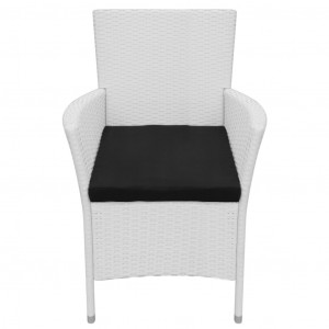 Set mobilier de exterior, 5 piese, alb crem, poliratan - Img 6