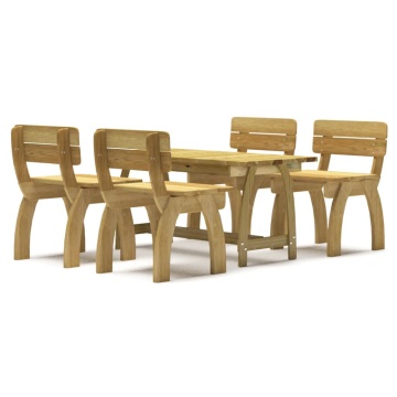 Set mobilier de exterior, 5 piese, lemn de pin tratat - Img 2