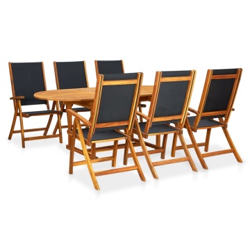 Set mobilier de exterior, 7 piese, lemn masiv de acacia - Img 1