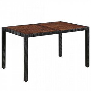 Set mobilier de exterior 7 piese negru, poliratan, lemn acacia - Img 2