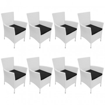 Set mobilier de exterior, 9 piese, alb crem, poliratan - Img 8