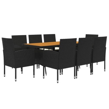 Set mobilier de exterior, 9 piese, negru, poliratan - Img 3
