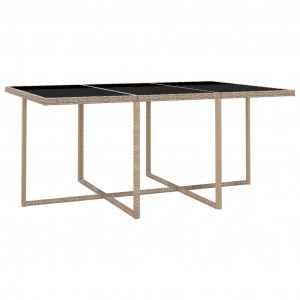 Set mobilier de exterior cu perne, 11 piese, bej, poliratan - Img 8
