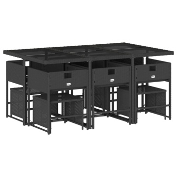 Set mobilier de exterior cu perne, 11 piese, negru, poliratan - Img 8