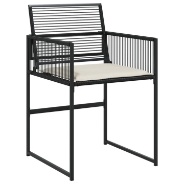 Set mobilier de exterior cu perne, 11 piese, negru, poliratan - Img 4