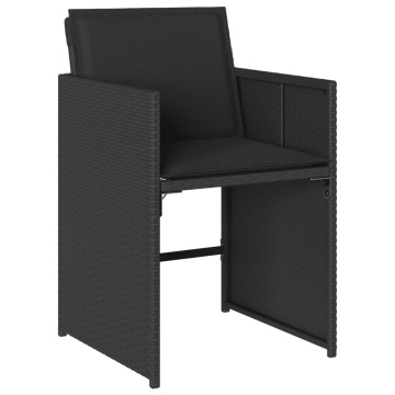 Set mobilier de exterior cu perne, 11 piese, negru, poliratan - Img 8
