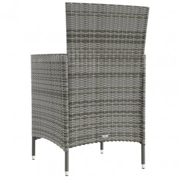 Set mobilier de exterior cu perne, 3 piese, gri, poliratan - Img 5