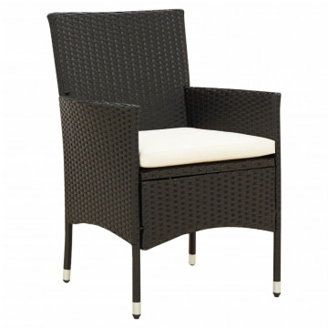 Set mobilier de exterior cu perne, 5 piese, negru, poliratan - Img 3