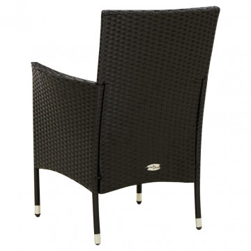Set mobilier de exterior cu perne, 7 piese, negru, poliratan - Img 5