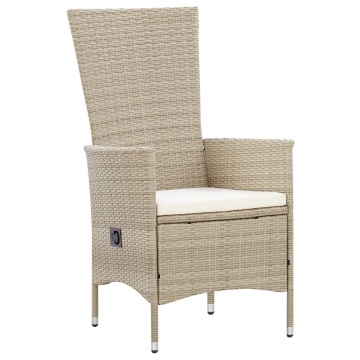 Set mobilier de exterior cu perne, 9 piese, bej, poliratan - Img 9