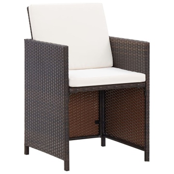 Set mobilier de exterior cu perne, 9 piese, maro, poliratan - Img 9