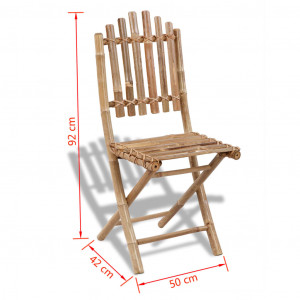 Set mobilier de exterior pliabil, 5 piese, bambus - Img 7