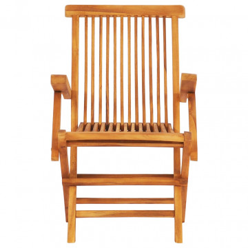 Set mobilier de exterior pliabil, 7 piese, lemn masiv de tec - Img 7