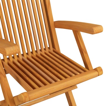 Set mobilier de exterior pliabil, 9 piese, lemn masiv de tec - Img 6