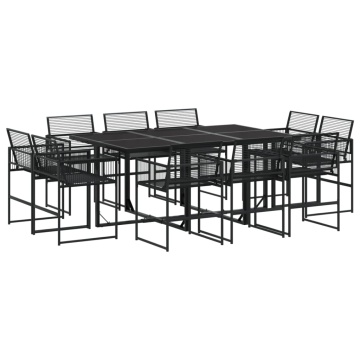 Set mobilier de grădină, 11 piese, negru, poliratan - Img 2