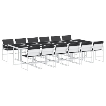 Set mobilier de grădină, 13 piese, cu perne, alb, textilenă - Img 2