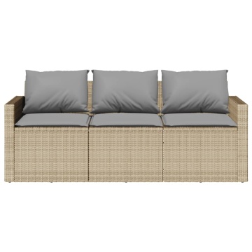 Set mobilier de grădină, 2 piese, cu perne, bej, poliratan - Img 5