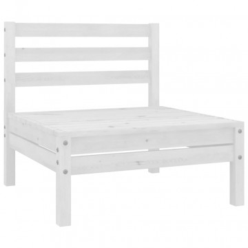 Set mobilier de grădină, 3 piese, alb, lemn masiv de pin - Img 6