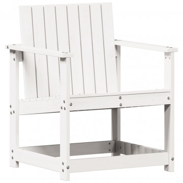 Set mobilier de grădină, 3 piese, alb, lemn masiv de pin - Img 4