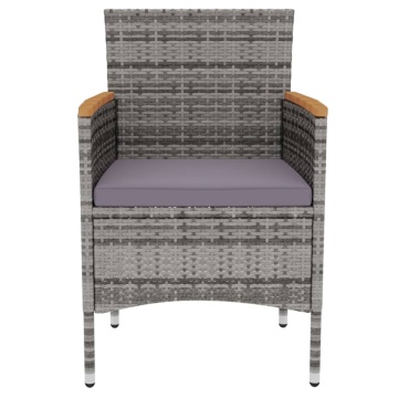 Set mobilier de grădină, 3 piese, gri, poliratan - Img 4