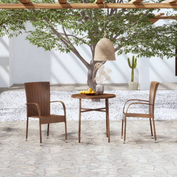 Set mobilier de grădină, 3 piese, maro, poliratan - Img 1