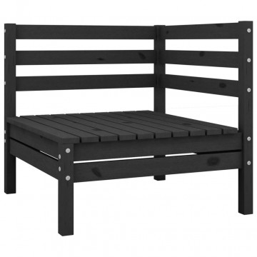 Set mobilier de grădină, 3 piese, negru, lemn masiv de pin - Img 2