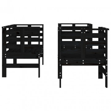 Set mobilier de grădină, 3 piese, negru, lemn masiv pin - Img 8