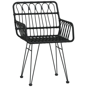 Set mobilier de grădină, 3 piese, negru, poliratan - Img 8
