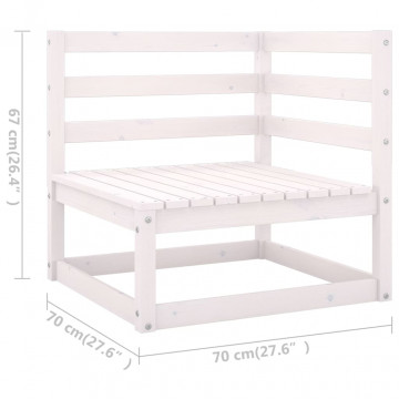 Set mobilier de grădină, 4 piese, alb, lemn masiv de pin - Img 7