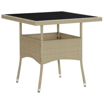 Set mobilier de grădină, 5 piese, bej, poliratan și sticlă - Img 3