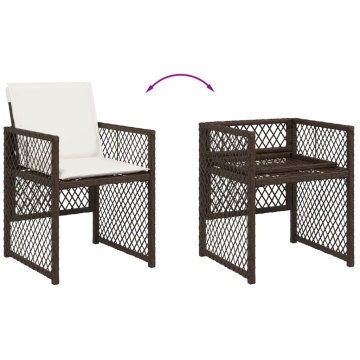 Set mobilier de grădină, 5 piese, cu perne, maro, poliratan - Img 5