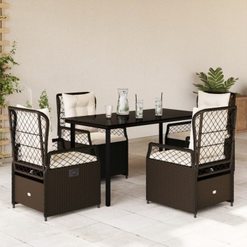 Set mobilier de grădină, 5 piese, cu perne, maro, poliratan - Img 1