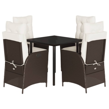 Set mobilier de grădină, 5 piese, cu perne, maro, poliratan - Img 2