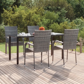 Set mobilier de grădină, 5 piese, gri, poliratan - Img 1