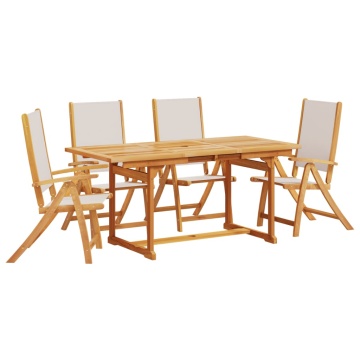 Set mobilier de grădină, 5 piese, lemn masiv acacia/textilenă - Img 2