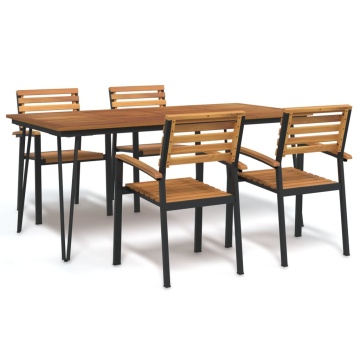 Set mobilier de grădină, 5 piese, lemn masiv de acacia și metal - Img 1