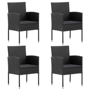 Set mobilier de grădină, 5 piese, negru, poliratan și oțel - Img 3