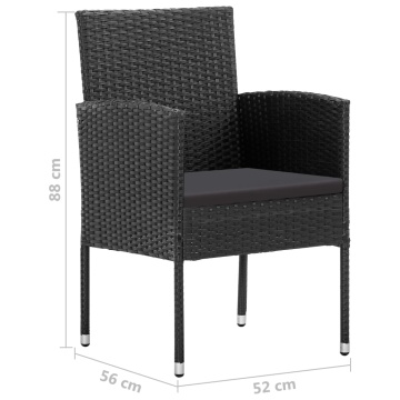 Set mobilier de grădină, 5 piese, negru, poliratan - Img 7