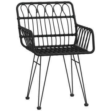Set mobilier de grădină, 5 piese, negru, poliratan - Img 8