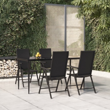 Set mobilier de grădină, 5 piese, negru, poliratan - Img 1