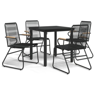 Set mobilier de grădină, 5 piese, negru, ratan PVC - Img 2