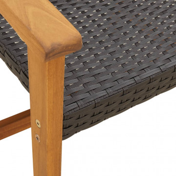 Set mobilier de grădină, 5 piese, poliratan negru/lemn acacia - Img 7
