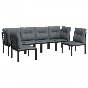 Set mobilier de grădină, 6 piese, negru și gri, poliratan - Img 3