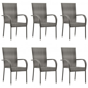 Set mobilier de grădină, 7 piese, gri, poliratan - Img 8