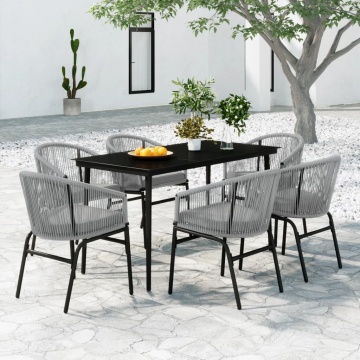 Set mobilier de grădină, 7 piese, gri - Img 1
