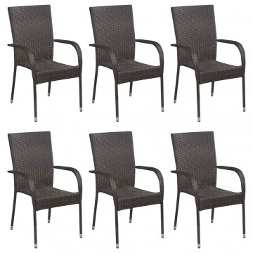 Set mobilier de grădină, 7 piese, maro - Img 2