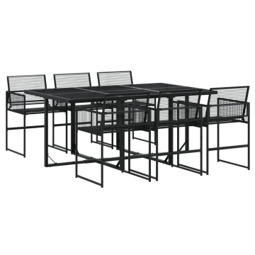 Set mobilier de grădină, 7 piese, negru, poliratan - Img 2