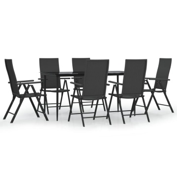 Set mobilier de grădină, 7 piese, negru, poliratan - Img 2