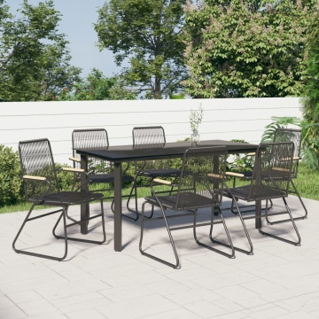 Set mobilier de grădină, 7 piese, negru, ratan PVC - Img 1