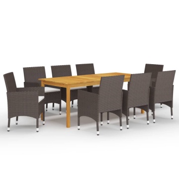 Set mobilier de grădină, 9 piese, maro - Img 1